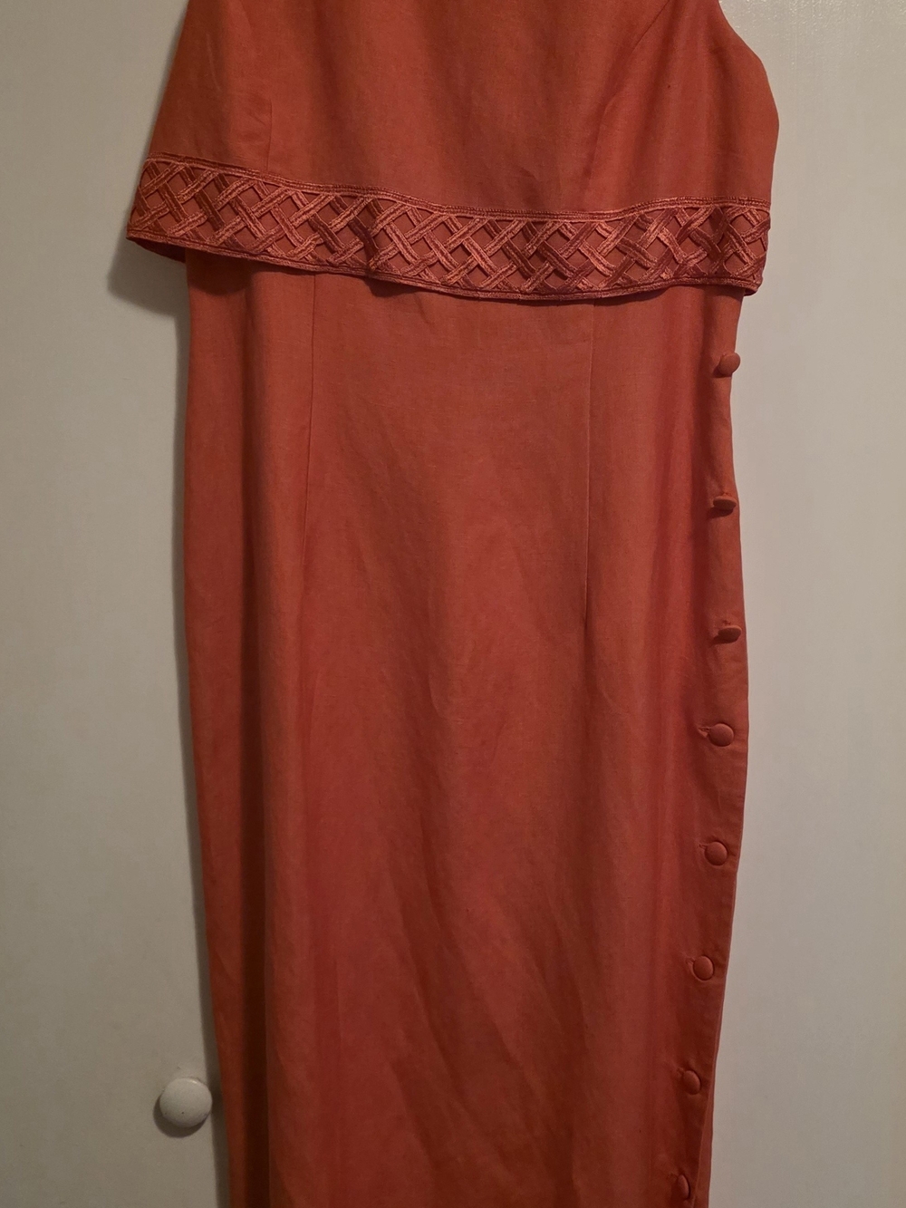 Vintage Donna Morgan Coral Orange Linen-Blend Dress